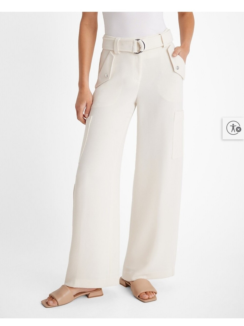 EXPRESS_ High Waisted Belted Wide Leg Cargo Pant